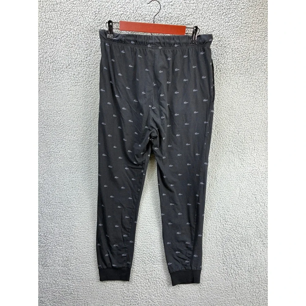 Lacoste All Over Logo Jogger Pants Mens M Black Sleepwear Lounge Pajama